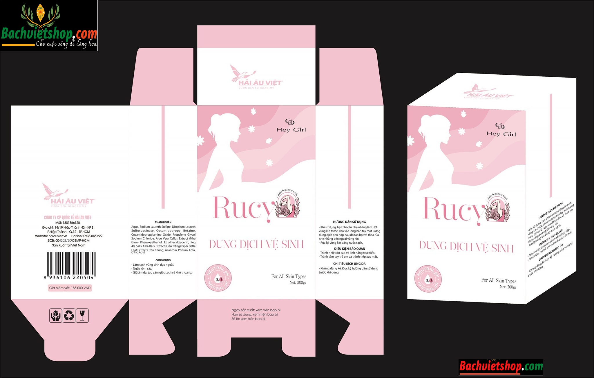 vỏ hộp của dung dịch vệ sinh phụ nữ Rucy