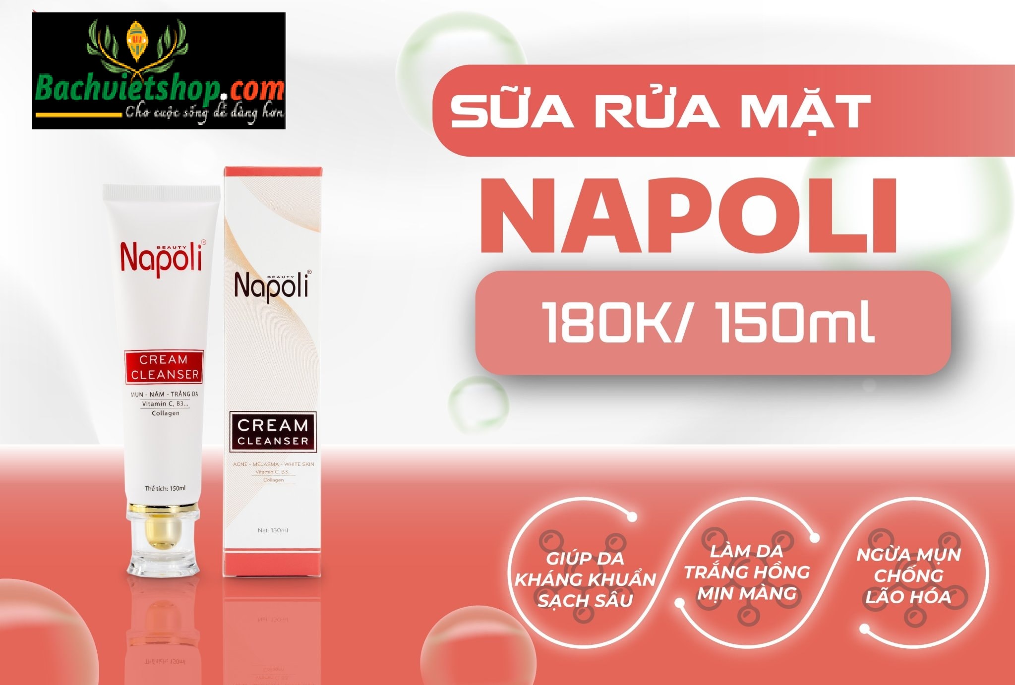 Kem rửa mặt Napoli được chiết xuất 100% từ những thành phần thiên nhiên an toàn, lành tính và phù hợp với mọi loại da!