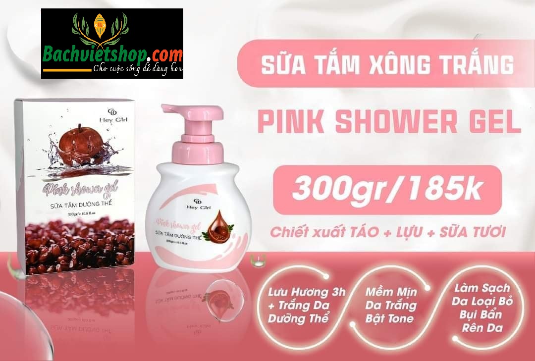 Sữa Tắm Xông Trắng Lựu đỏ Pink Shower Gel tiên phong trong công nghệ làm trắng và ướp hương