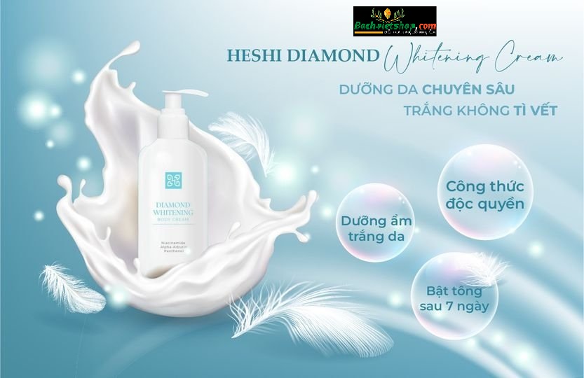 Bạn đã sẵn sàng sở hữu làn da cơ thể trắng thơm đầy quyến rũ chưa? Hãy chăm sóc da toàn thân bằng Heshi Diamond Whitening Body Cream để làn da luôn tỏa sáng hơn nhé!
