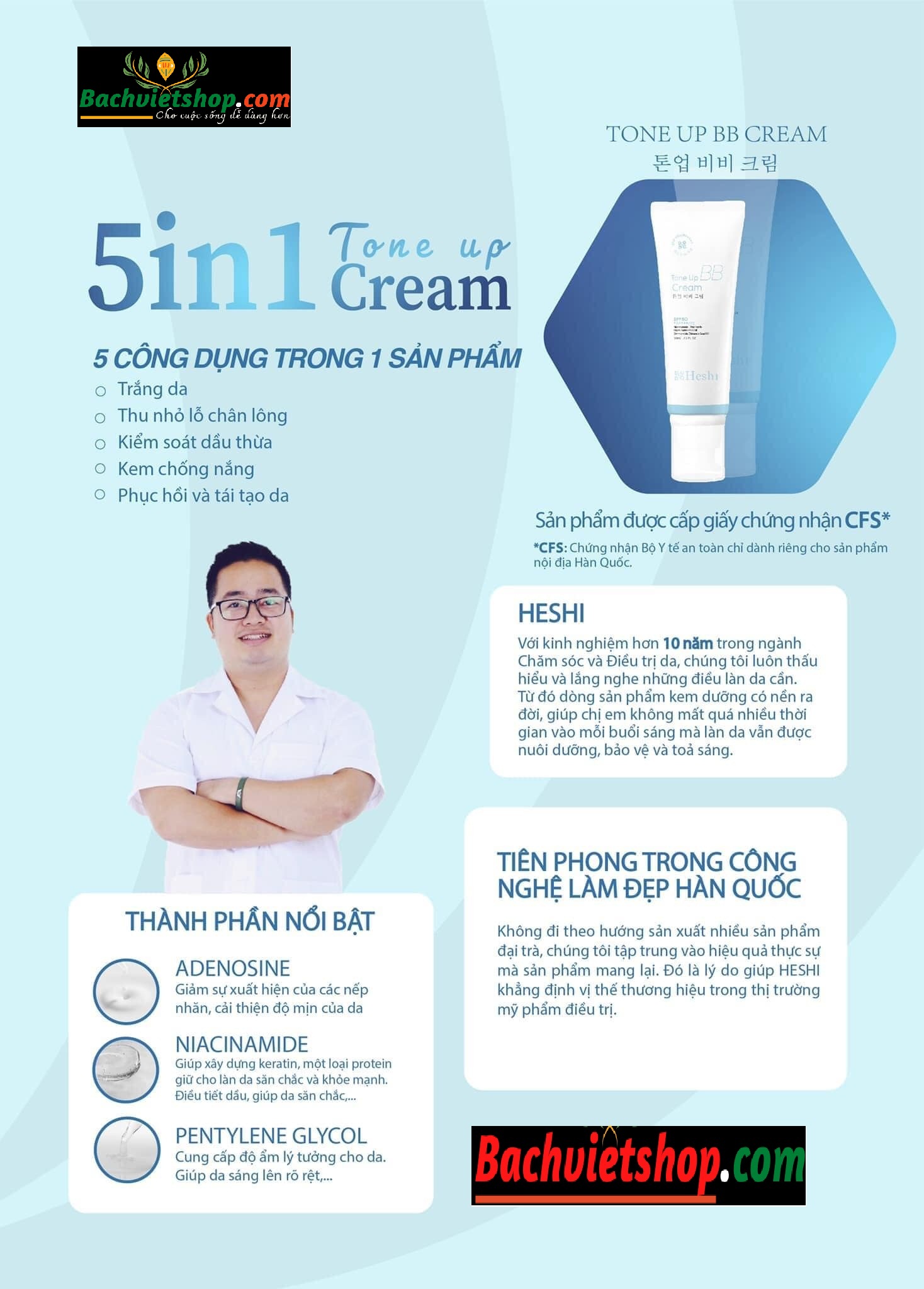 những thành phần có trong tone up bb cream heshi