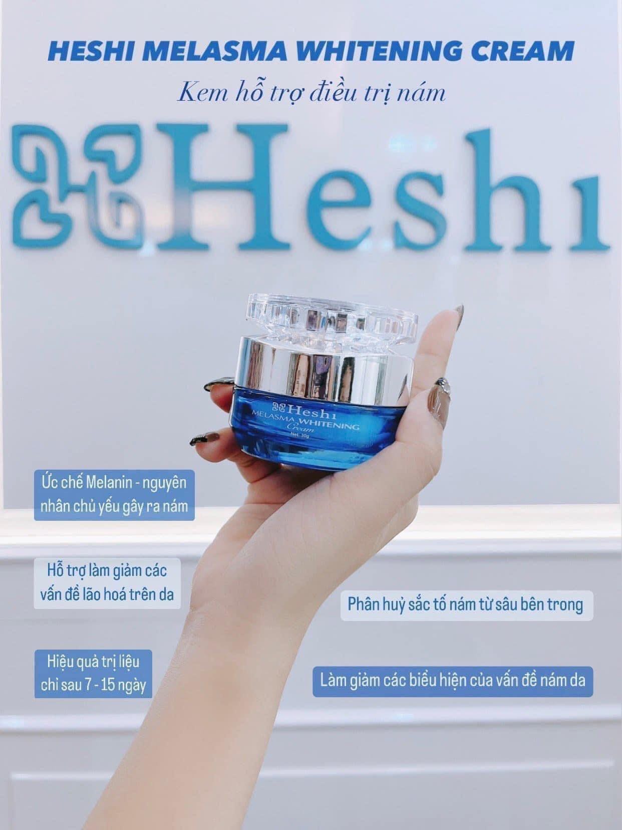  Kem đặc trị nám Heshi áp dụng công nghệ hiện đại bậc nhất ngành làm đẹp vừa trị nám, tàn nhang hiệu quả vừa ngăn ngừa chúng quay trở lại đúng là một công đôi việc!