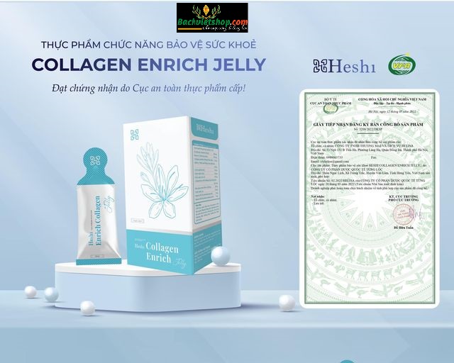 thực phẩm chức năng heshi collagen enrich jelly được chứng nhận bởi cục an toàn thực phẩm