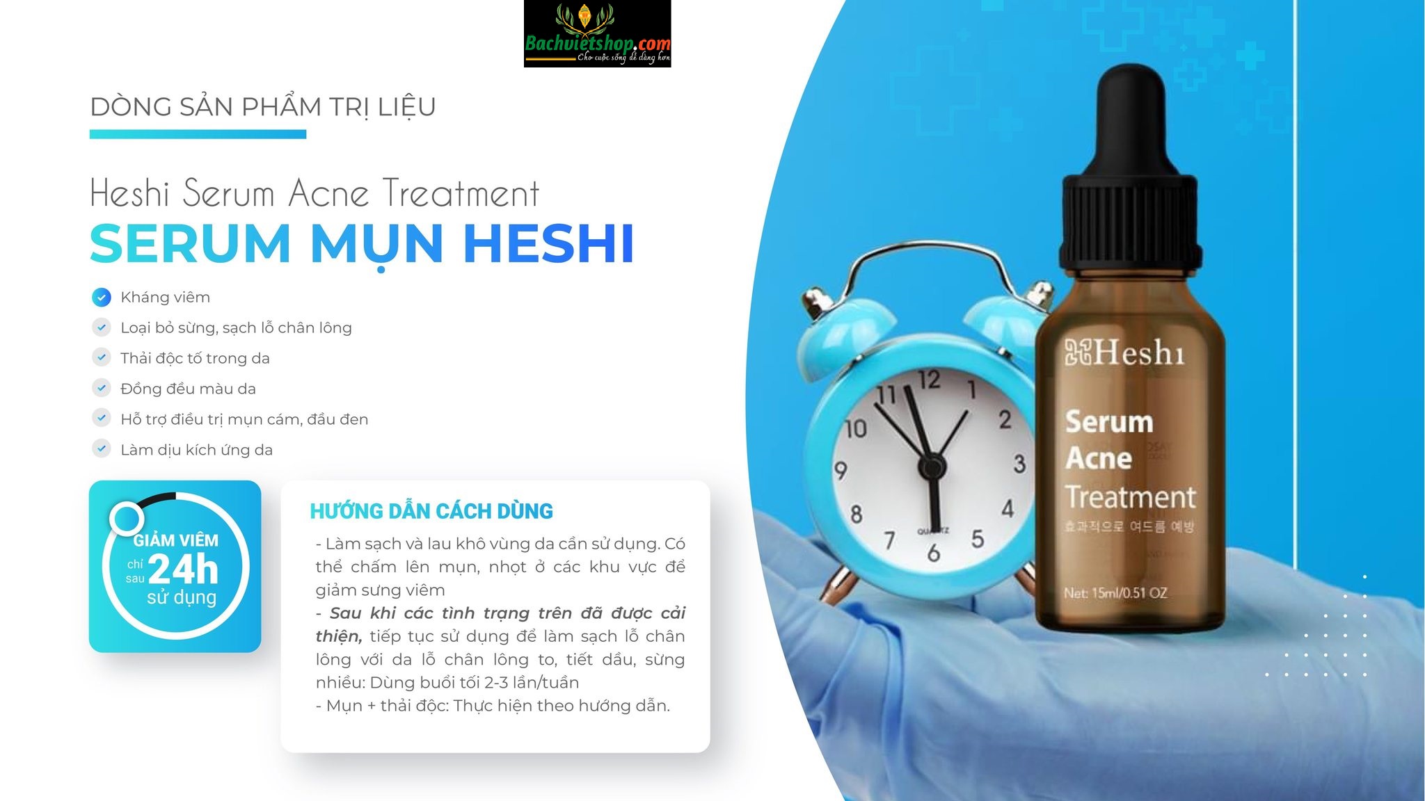 Serum Đặc Trị Mụn Heshi Acne Treatment Dòng 1 Sát Thủ Giảm Mụn Nhanh Sau 24h!