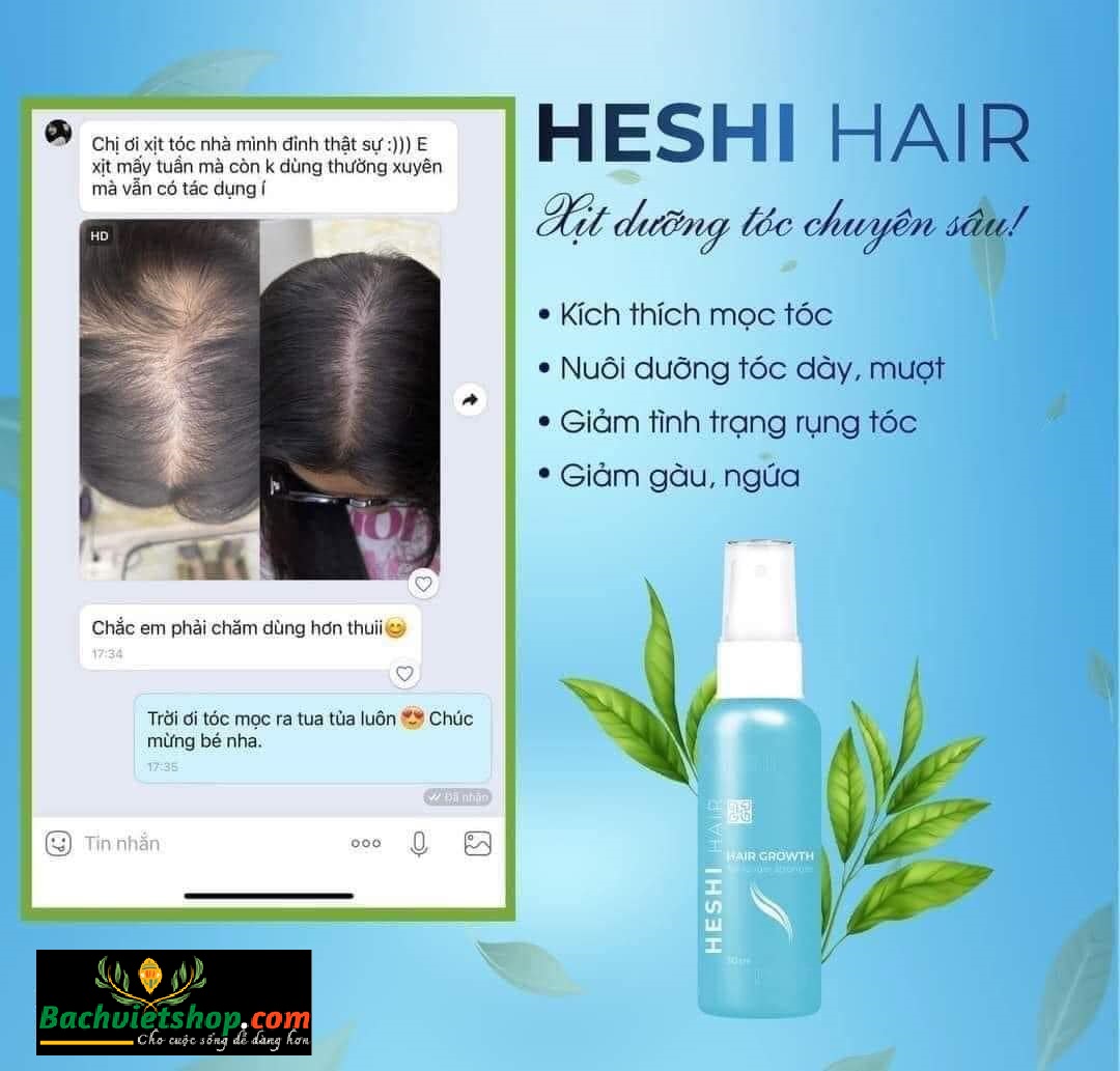Còn chần chừ gì mà không sở hữu Xịt dưỡng tóc Heshi Hair Growth giúp bạn tự tin với mái tóc của mình ngay hôm nay!
